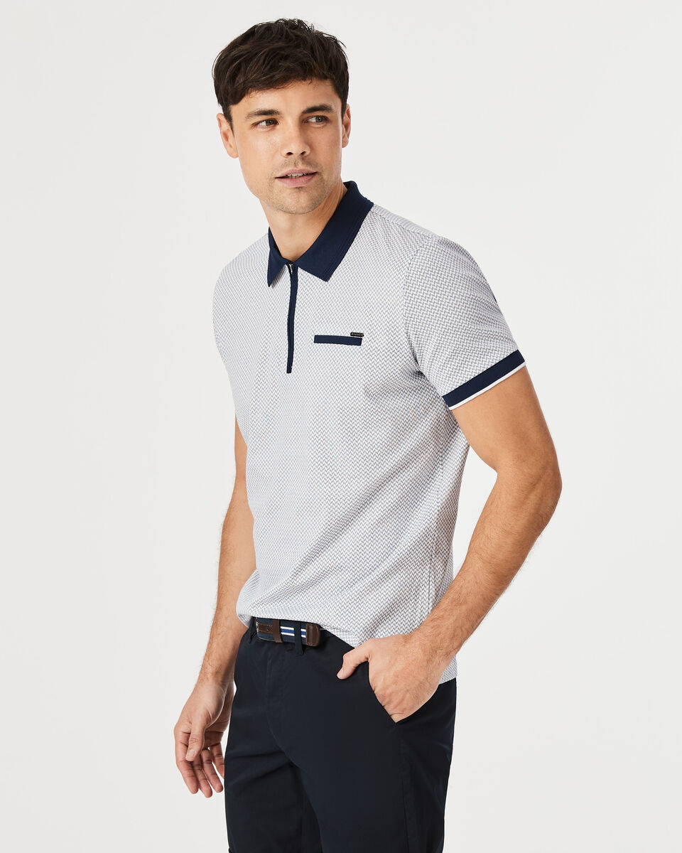 Jackio Polo Shirt, White/Navy, hi-res